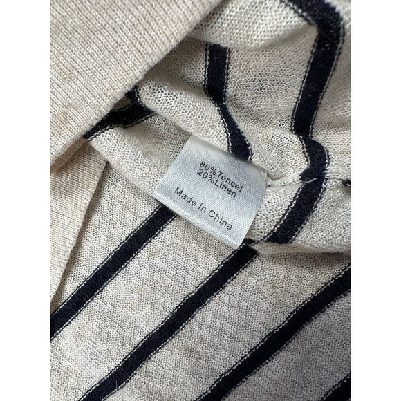 Tuckernuck Clayton Knit Polo Sweater Sz M/L Ivory Navy Nautical Stripe Pullover - Picture 6 of 7